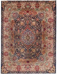 Tappeto Kashmar Medaglione Floreale Blu Notte Rosso Cremisi 300x400 Cm