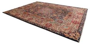 Tappeto Kashmar Medaglione Floreale Blu Notte Rosso Cremisi 300x400 Cm