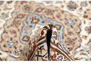 Tappeto Kashan Medaglione Floreale Avorio Blu Cielo 200x308 Cm