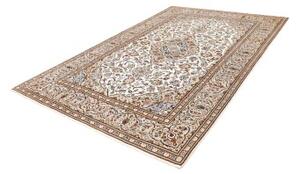 Tappeto Kashan Medaglione Floreale Avorio Blu Cielo 200x308 Cm
