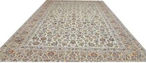 Tappeto Kashan Floreale Avorio Blu 308x416 Cm