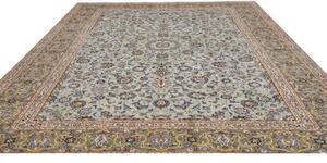 Tappeto Kashan Medaglione Floreale Verde Chiaro Beige 290x374 Cm