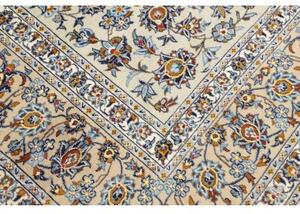 Tappeto Kashan Floreale Avorio Blu 308x416 Cm