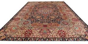 Tappeto Kashmar Medaglione Floreale Blu Notte Rosso Cremisi 300x400 Cm