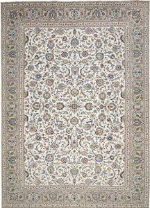 Tappeto Kashan Floreale Avorio Blu 308x430 Cm