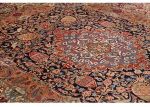Tappeto Kashmar Medaglione Floreale Blu Notte Rosso Cremisi 300x400 Cm