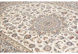 Tappeto Kashan Medaglione Floreale Avorio Blu 203x295 Cm