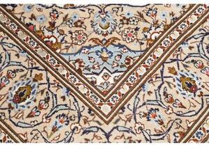 Tappeto Kashan Medaglione Floreale Avorio Blu Cielo 200x308 Cm