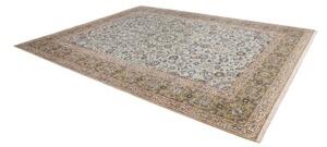Tappeto Kashan Medaglione Floreale Verde Chiaro Beige 290x374 Cm