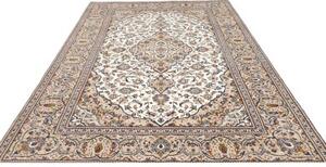 Tappeto Kashan Medaglione Floreale Avorio Blu 198x298 Cm