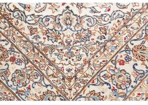 Tappeto Kashan Medaglione Floreale Avorio Blu 195x324 Cm