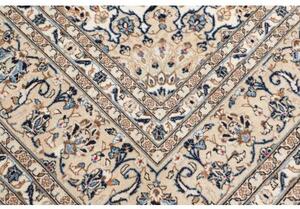 Tappeto Kashan Medaglione Floreale Avorio Blu Notte 247x357 Cm