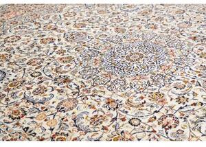 Tappeto Kashan Medaglione Floreale Avorio Blu Scuro 352x390 Cm