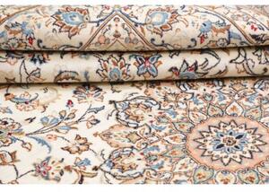 Tappeto Kashan Medaglione Floreale Avorio Blu 195x324 Cm