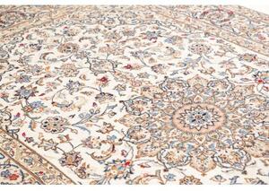 Tappeto Kashan Medaglione Floreale Avorio Blu 195x324 Cm