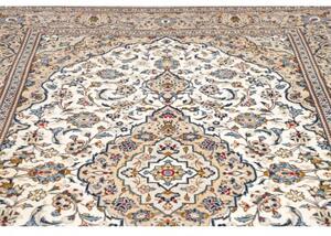 Tappeto Kashan Medaglione Floreale Avorio Blu 198x298 Cm