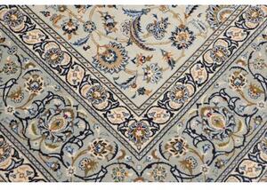 Tappeto Kashan Floreale Avorio Blu Cobalto 273x388 Cm