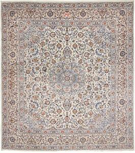Tappeto Kashan Medaglione Floreale Avorio Blu Scuro 352x390 Cm