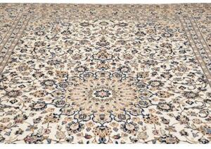 Tappeto Kashan Medaglione Floreale Avorio Blu Notte 247x357 Cm