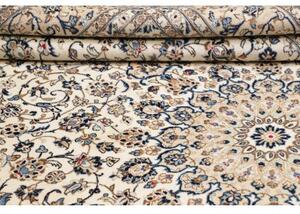 Tappeto Kashan Medaglione Floreale Avorio Blu Notte 247x357 Cm