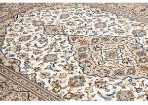 Tappeto Kashan Medaglione Floreale Avorio Blu 198x298 Cm