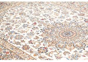 Tappeto Kashan Medaglione Floreale Avorio Blu 195x330 Cm