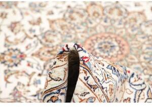 Tappeto Kashan Medaglione Floreale Avorio Blu 195x330 Cm