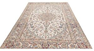 Tappeto Kashan Medaglione Floreale Avorio Blu 195x324 Cm