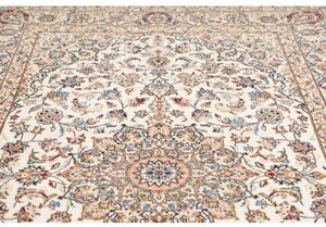 Tappeto Kashan Medaglione Floreale Avorio Blu 195x324 Cm