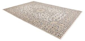 Tappeto Kashan Medaglione Floreale Avorio Blu Notte 247x357 Cm