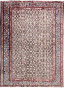 Tappeto Moud Stilizzato Avorio Blu Cielo 215x293 Cm