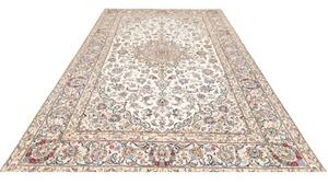 Tappeto Kashan Medaglione Floreale Avorio Blu 195x330 Cm