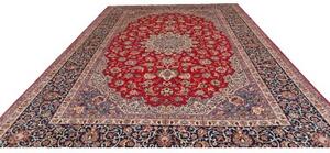 Tappeto Nadjafabad Medaglione Floreale Rosso Blu Scuro 283x415 Cm