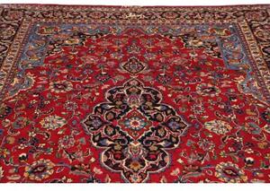 Tappeto Mashad Medaglione Floreale Rosso Blu 202x292 Cm