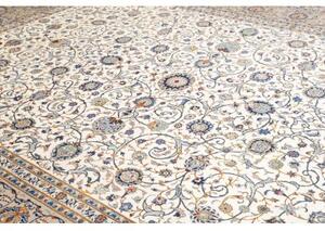 Tappeto Kashan Floreale Avorio Blu 315x415 Cm