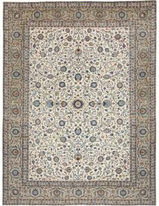 Tappeto Kashan Floreale Avorio Blu 315x415 Cm