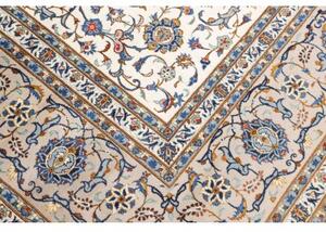 Tappeto Kashan Floreale Avorio Blu 315x415 Cm