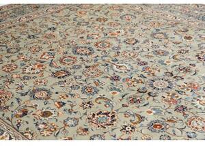 Tappeto Kashan Floreale Verde Salvia Blu Indaco 273x422 Cm