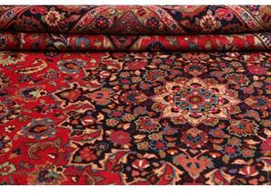 Tappeto Mashad Medaglione Floreale Rosso Blu Scuro 297x395 Cm