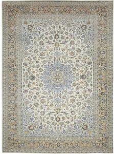 Tappeto Kashan Medaglione Floreale Avorio Blu 320x442 Cm