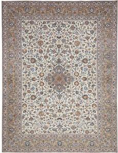 Tappeto Kashan Medaglione Floreale Avorio Azzurro 306x406 Cm