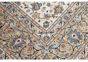 Tappeto Kashan Medaglione Floreale Avorio Azzurro 306x406 Cm