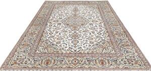 Tappeto Kashan Medaglione Floreale Avorio Blu 200x288 Cm