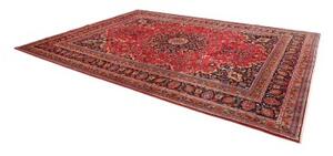 Tappeto Mashad Medaglione Floreale Rosso Blu Scuro 297x395 Cm