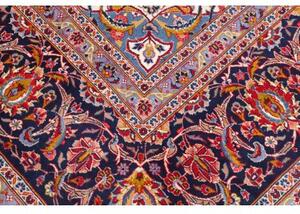 Tappeto Kashan Kork Medaglione Floreale Rosso Blu Scuro 303x432 Cm