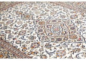 Tappeto Kashan Medaglione Floreale Avorio Blu 200x288 Cm