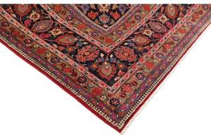 Tappeto Mashad Medaglione Floreale Rosso Blu Scuro 297x395 Cm