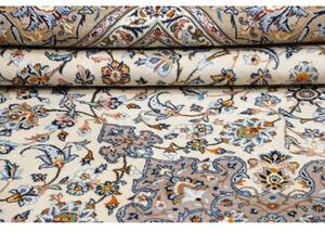Tappeto Kashan Medaglione Floreale Avorio Azzurro 306x406 Cm