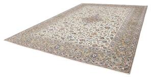Tappeto Kashan Medaglione Floreale Avorio Azzurro 306x406 Cm