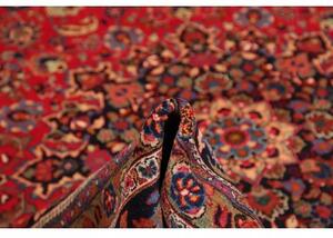 Tappeto Mashad Medaglione Floreale Rosso Blu Scuro 297x395 Cm